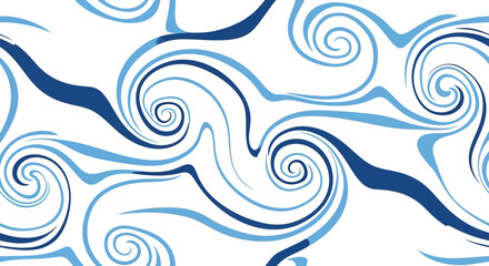 Abstract swirling pattern with blue lines on a white background