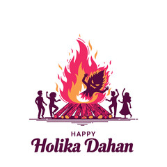 Joyful Holika Dahan Celebration with Bonfire and Festive People
