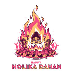 Joyful Holika Dahan Celebration with Bonfire and Festive People