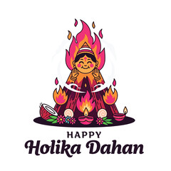 Joyful Holika Dahan Celebration with Bonfire and Festive People