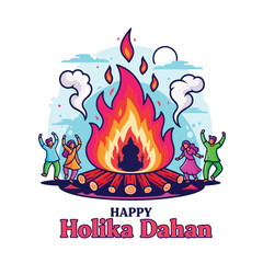 Joyful Holika Dahan Celebration with Bonfire and Festive People