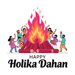 Joyful Holika Dahan Celebration with Bonfire and Festive People