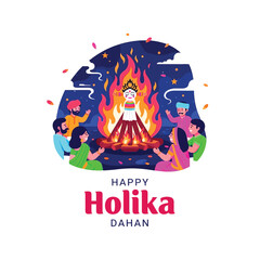 Joyful Holika Dahan Celebration with Bonfire and Festive People