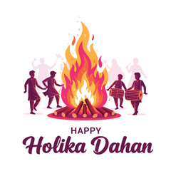 Joyful Holika Dahan Celebration with Bonfire and Festive People