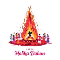 Joyful Holika Dahan Celebration with Bonfire and Festive People