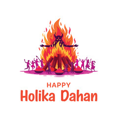 Joyful Holika Dahan Celebration with Bonfire and Festive People