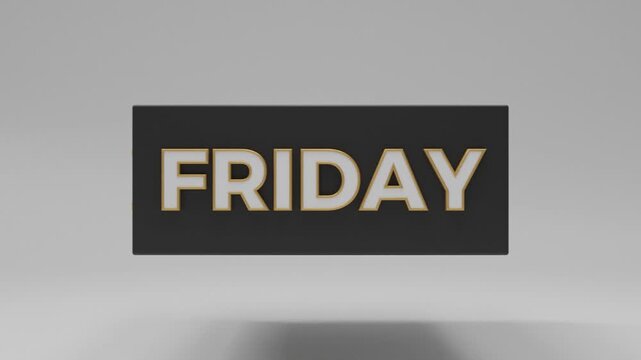 Minimalist Black Friday geometric background. Seamlessly looping animation of 3D black and white polyhedrons and cubes with "Black Friday" wording. Designed for online store promotions, presentation