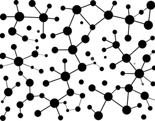 Abstract black dots and lines representing a network on white background