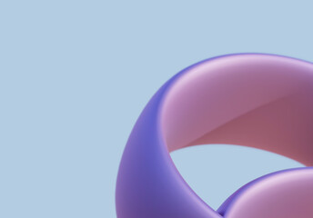 3D Render Background Abstract Infinity wave Torus ring fabric Purple Pink Metallic Glossy Futuristic Minimalist