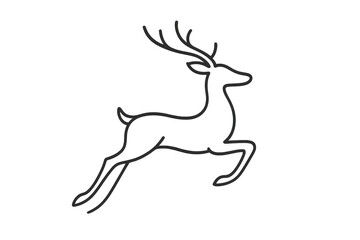 Obraz premium Jumping reindeer line art icon with antlers, symbolizing christmas, winter wildlife, and nature movement, transparent background