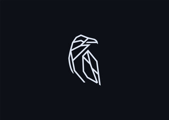 A stylized raven logo in fine line art, representing mystery, wisdom, and transformation, crafted with sleek contours for a creative modern vector illustration