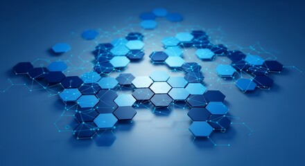 Abstract blue hexagon grid background for technology concept