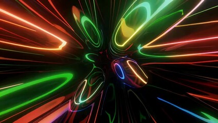 a striking 4k 3d animation showcasing digits 2026 formed glowing neon strings light aving together rhythmic motion dark backdrop symbolizing innovation celebration future technology inspired festivity - Powered by Adobe