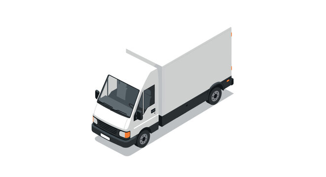 Fototapeta Isometric white cargo van on transparent background for logistics and transport themes