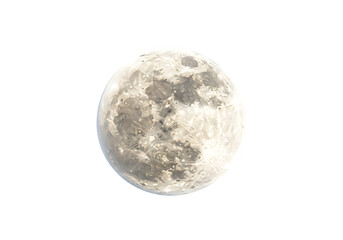 A beautiful and detailed full moon glowing brightly in the night sky isolated on a transparent or white background. PNG
