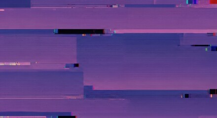 Abstract background of a distorted digital screen with purple and blue glitch noise.