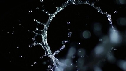 Dynamic water splash crown formation liquid explosion abstract dark background high speed - Powered by Adobe