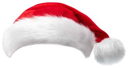 Santa Hat or Christmas Hat isolated on white background. Symbol of Christmas and New Year holiday and happiness. Cut out PNG file.