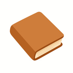 Closed brown book isometric view