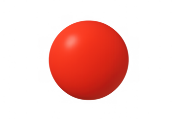 Red sphere 3d geometric shape with glossy surface representing focus, simplicity, and a solid concept on transparent background
