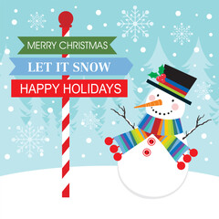 Christmas card with snowman 