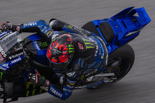Sepang, Malaysia - October 24 2025: &Aacute;lex Rins during the Grand Prix of Malaysia at Sepang International Circuit. Monster Energy Yamaha MotoGP Team