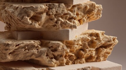 Textured Natural Stone Blocks Piled Together for Unique Background or Design Element in Earthy Tones