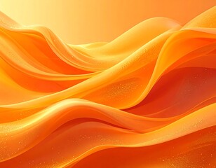 Flowing, smooth, orange abstract waves with sparkling highlights
