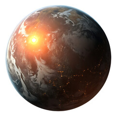 Naklejka premium Fantasy planet glowing core isolated on a transparent background png