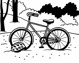 A bicycle parked in the park