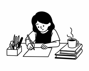 Woman writing at a desk