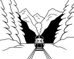 A train is coming out of the tunnel