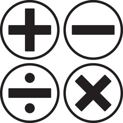 Obraz premium Math Symbol Icon Set in Circles