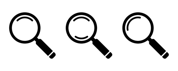Search Icon Set, Magnifying Glass and Loupe Icon Set.