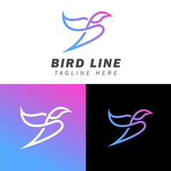 Line art bird logo gradient Symbol icon Vector Design Template