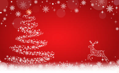 Sparkling Christmas Background Snowflakes Christmas Tree and Reindeer
