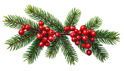 Spruce branches decorated with clusters of bright red berries