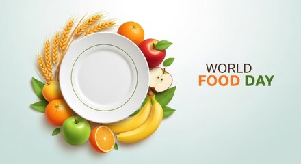 World Food Day Celebration with Fresh Fruits and Grains.