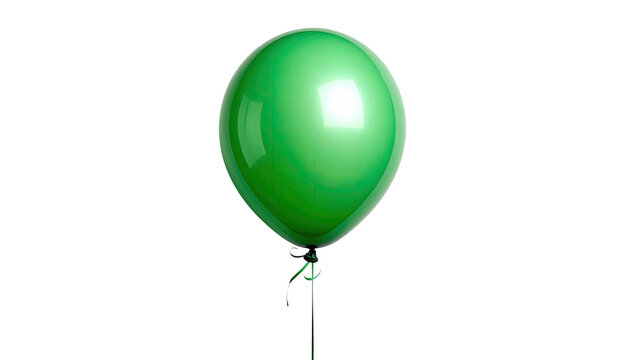 Shiny, bright green balloon floats against a black background