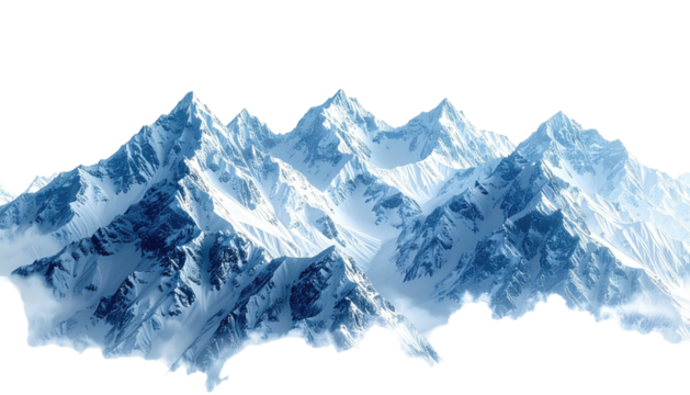 Snowy mountain range with jagged peaks against a dark background