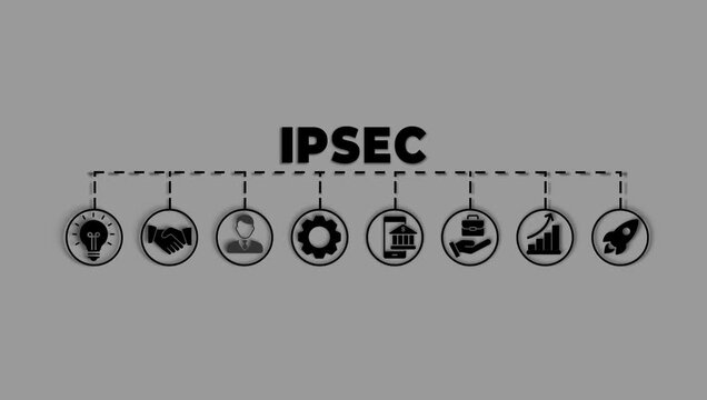 IPsec icon - video . ipsec, computing, protect, internet protocol, vpn, authenticate, internet, protection, network, security, infographic, template, concept, banner, icon set,