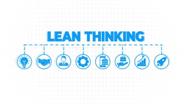 Lean Thinking icon video . lean, thinking, value, value stream, flow, pull, perfection, infographic, template, concept, banner, pictogram,
