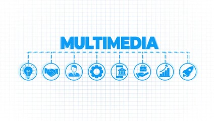 Multimedia icon - video . Multimedia, computer, music, video, audio, email, streaming, gaming, internet, animation, infographic, template, concept, banner, pictogram, icon set, - Powered by Adobe