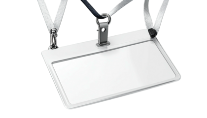 Blank badge on lanyard. Mockup for id cards or nametags