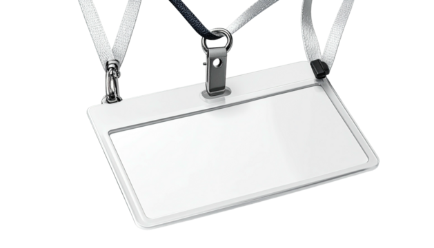 Blank badge on lanyard. Mockup for id cards or nametags