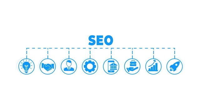 seo icon video seo, web, development, optimization, marketing, infographic, template, presentation, concept, banner, pictogram