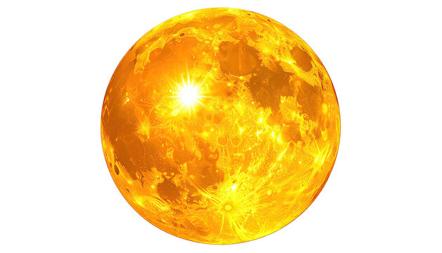 Orange orb with craters and bright central light on dark backdrop - Powered by Adobe