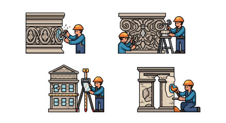 Artisans restoring classic architecture skilled workers revitalize historical building details