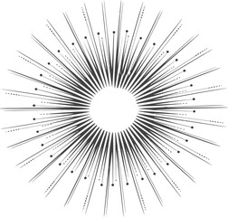 Obraz premium Stylized Sunburst Illustration – Radiating Energy and Light