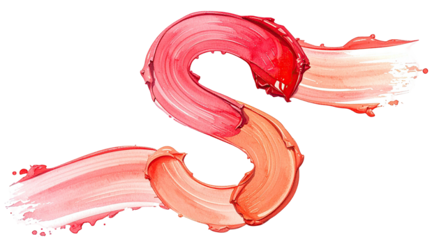 Curving strokes of smeared, vibrant, glossy red-orange paint - Powered by Adobe